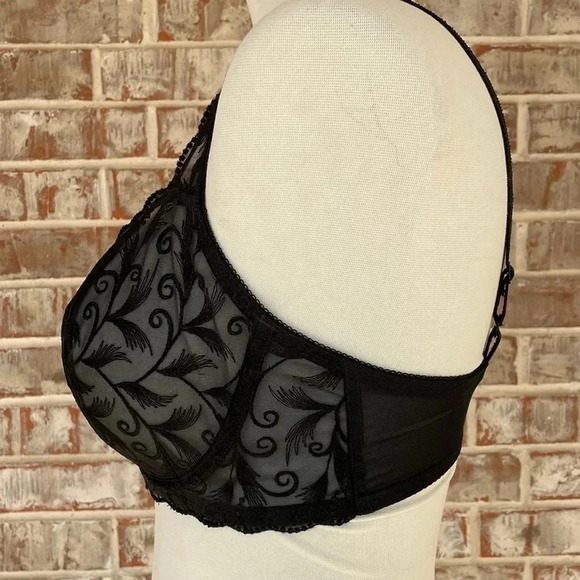 Frederick’s Of Hollywood Black Sheer Embroidered Push Up Underwire Plus Size Bra - Picture 8 of 11